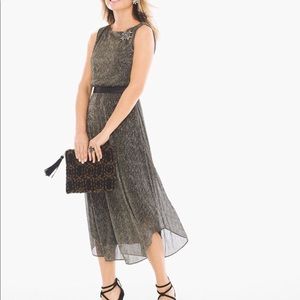 Chico’s pleated split back midi dress.  NWT.